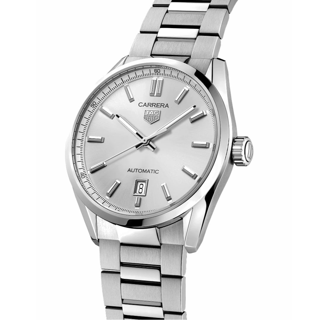 Alt view of TAG Heuer Carrera Calibre 5 Automatic Men's Silver Dial & Steel Watch, 39mm